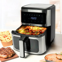 Аерофритюрниця Hoffmans HM-791 8L, 2000W безмасляна фритюрниця з подвійним нагрівальним елементом, цифровим дисплеєм